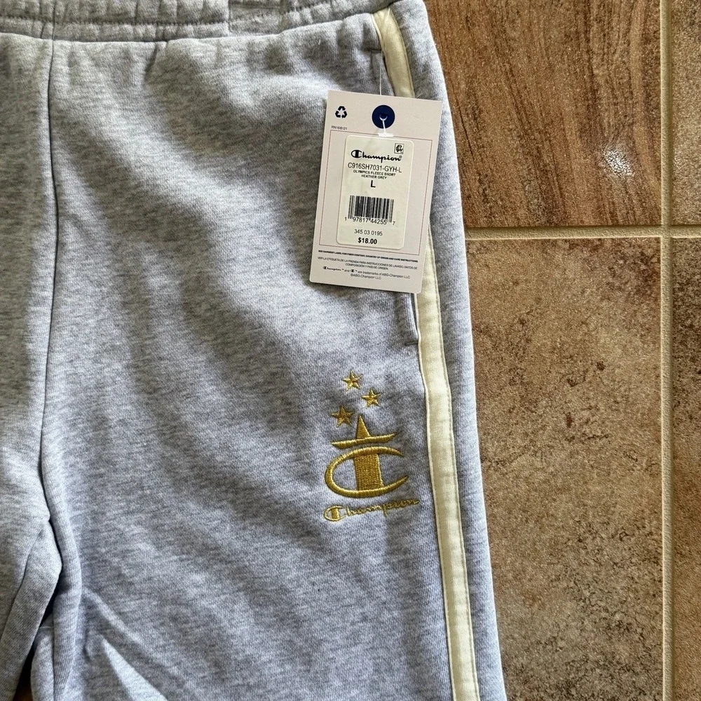 Champion Boys Fleece Olympics Athletic Shorts Grey Champion Logo - L (14/16) NWT